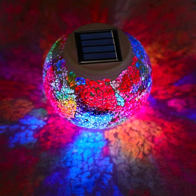 Starryfill Color Changing Mosaic Solar Lights Multicolor Glass Globe LED Light Outdoor and Indoor Waterproof Table Lamps for Garden Pati Party Yard Decorations - Image 2